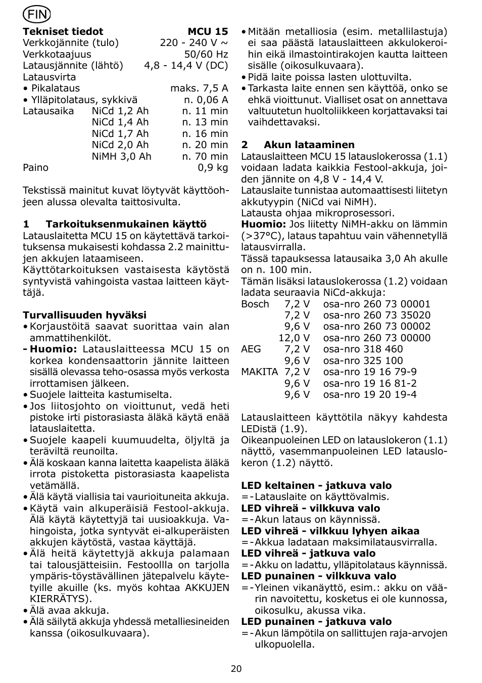 Festool MCU 15 User Manual | Page 20 / 38