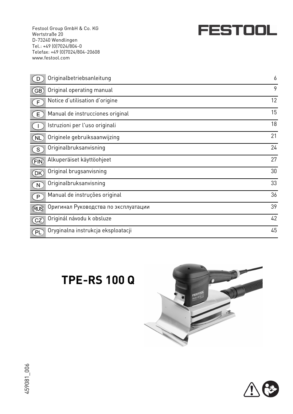 Festool TPE-RS 100 Q User Manual | 47 pages