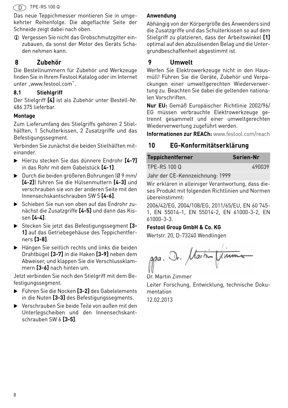 Festool TPE-RS 100 Q User Manual | Page 8 / 47