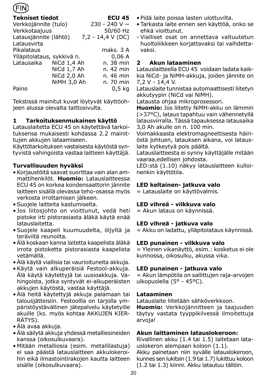 Festool ECU 45 User Manual | Page 20 / 38