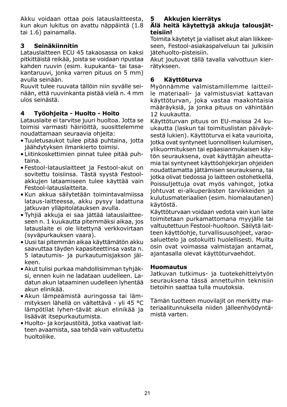 Festool ECU 45 User Manual | Page 21 / 38