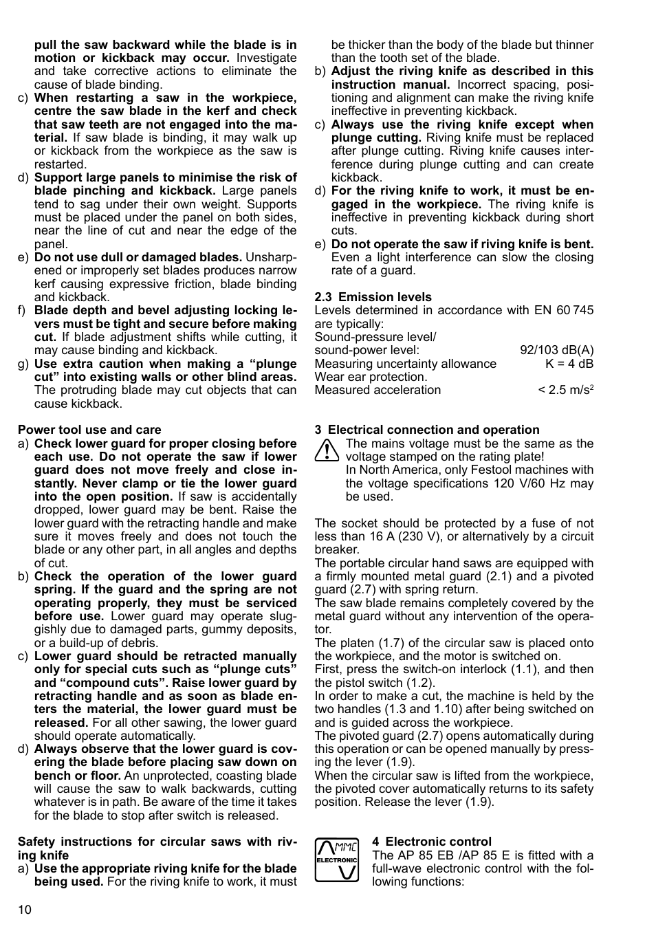 Festool AP 85 User Manual | Page 10 / 78