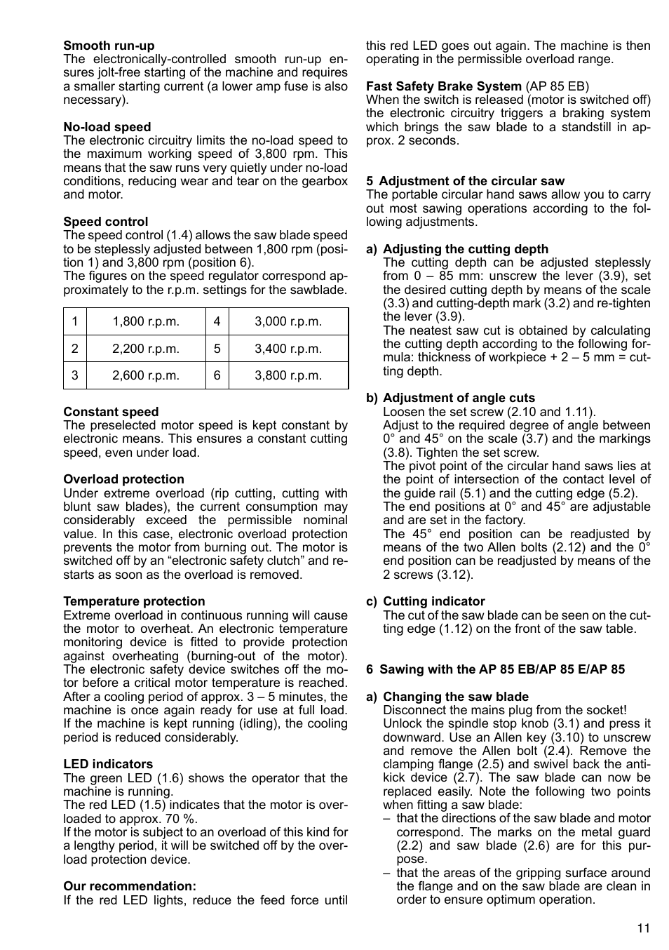 Festool AP 85 User Manual | Page 11 / 78