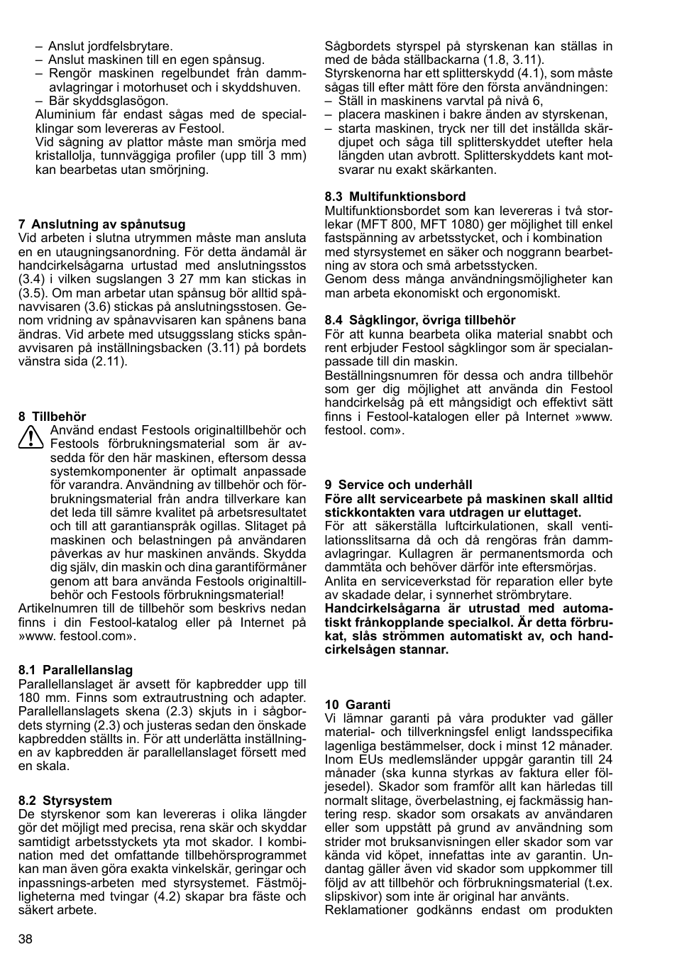 Festool AP 85 User Manual | Page 38 / 78