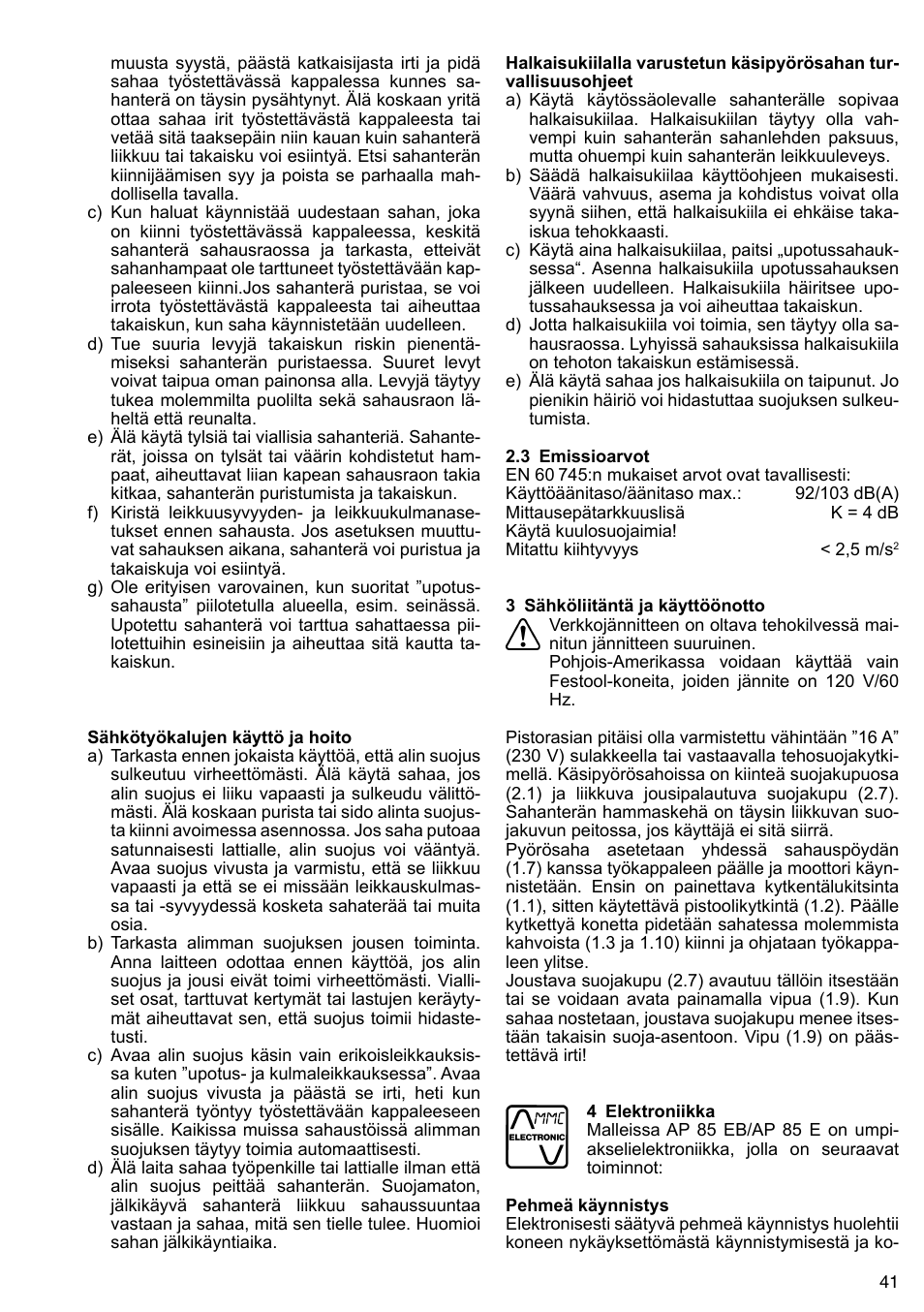 Festool AP 85 User Manual | Page 41 / 78