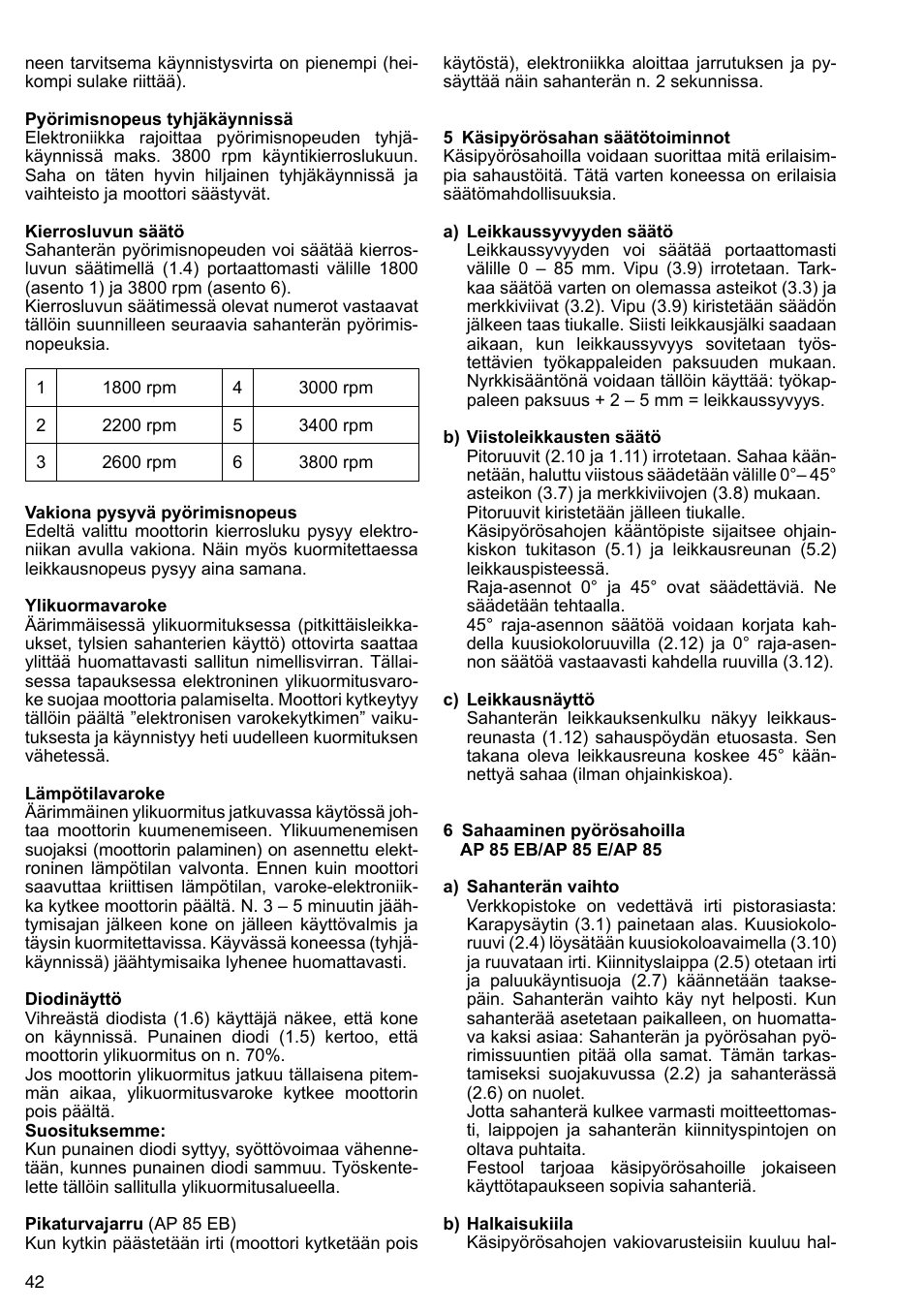 Festool AP 85 User Manual | Page 42 / 78