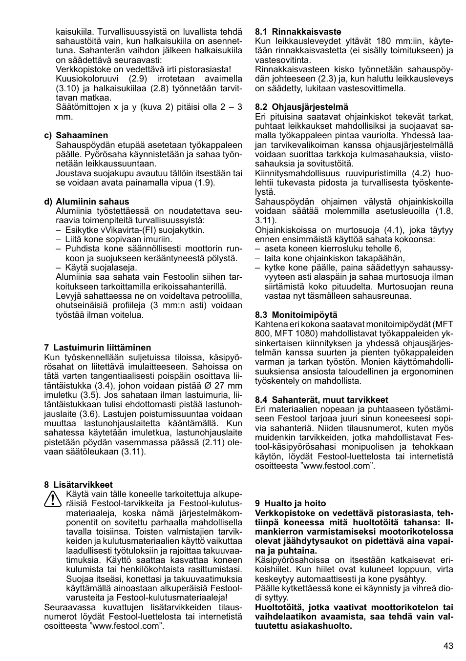 Festool AP 85 User Manual | Page 43 / 78