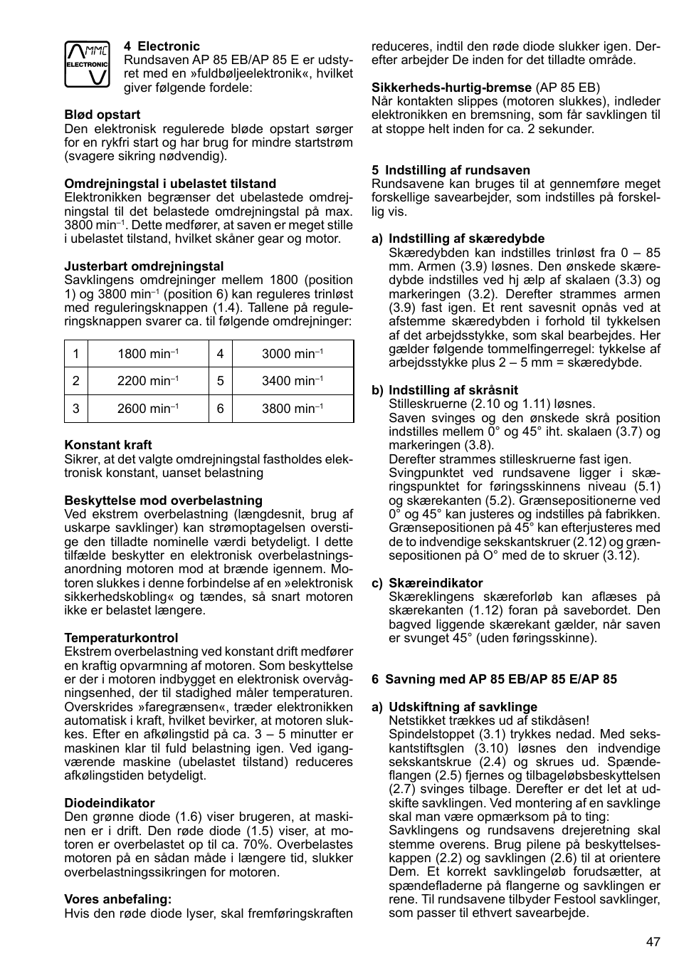 Festool AP 85 User Manual | Page 47 / 78