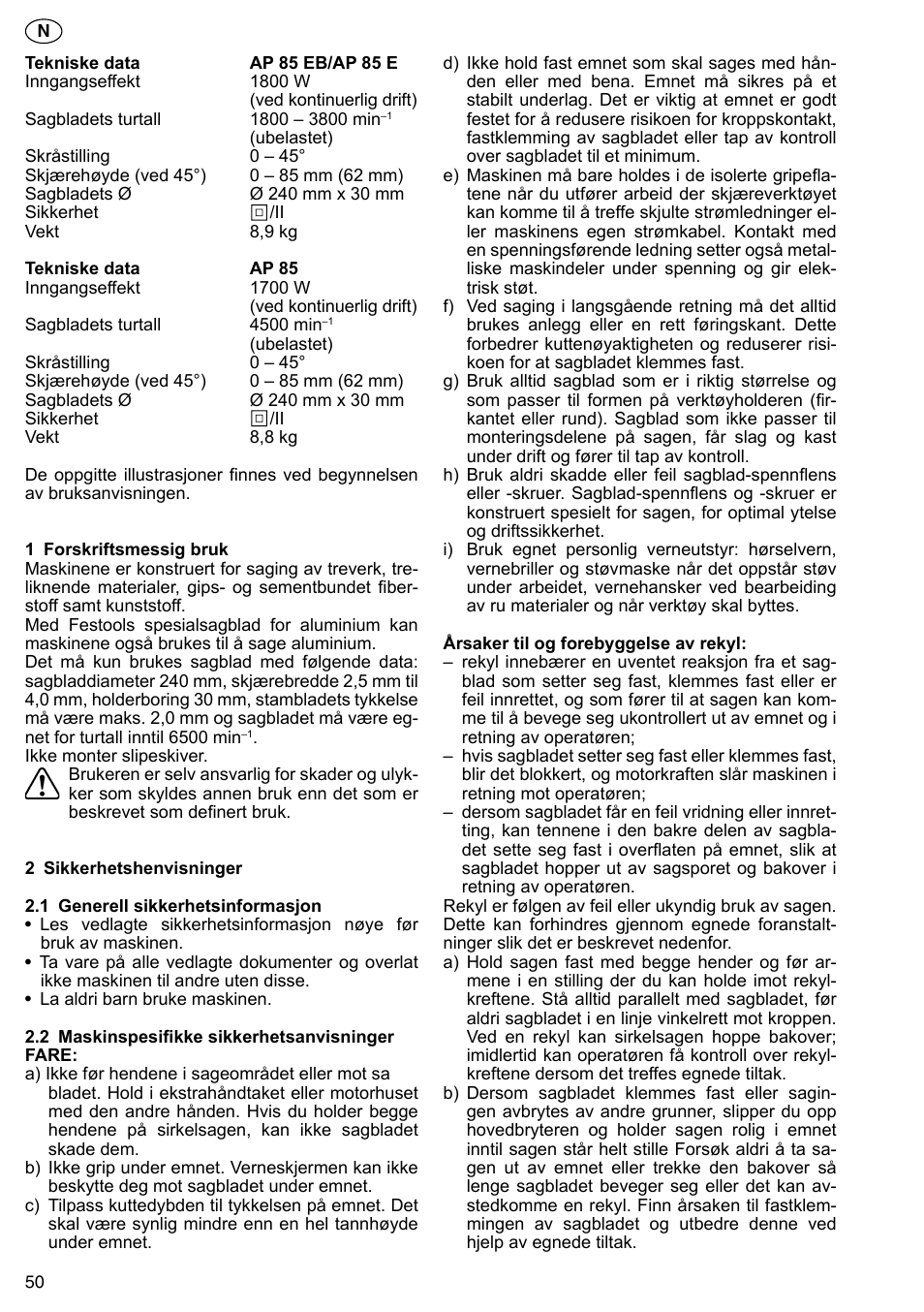 Festool AP 85 User Manual | Page 50 / 78