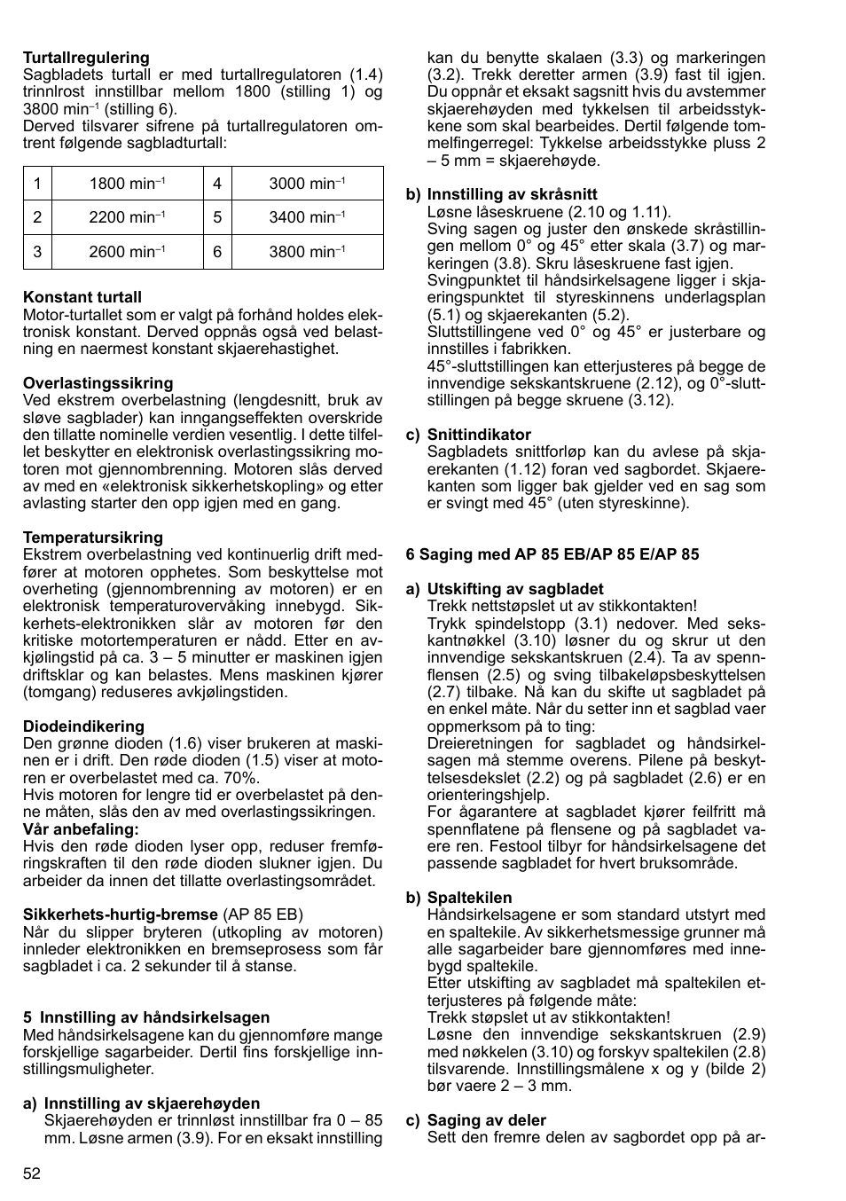 Festool AP 85 User Manual | Page 52 / 78