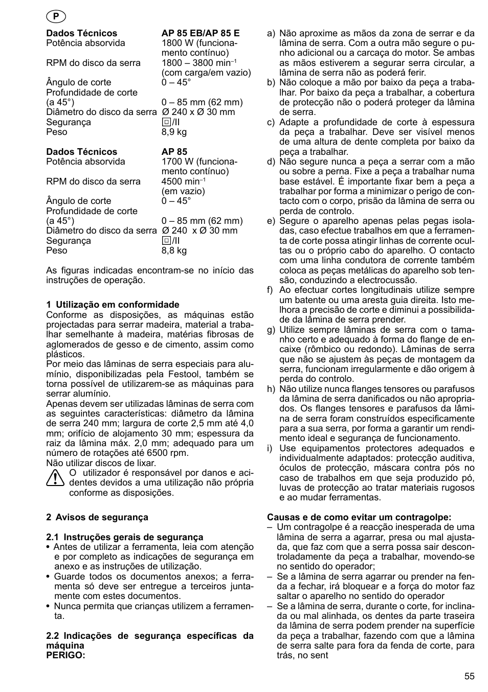 Festool AP 85 User Manual | Page 55 / 78