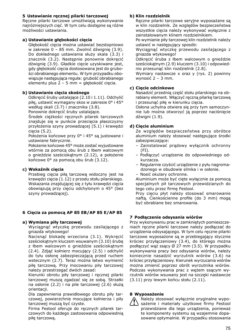 Festool AP 85 User Manual | Page 75 / 78