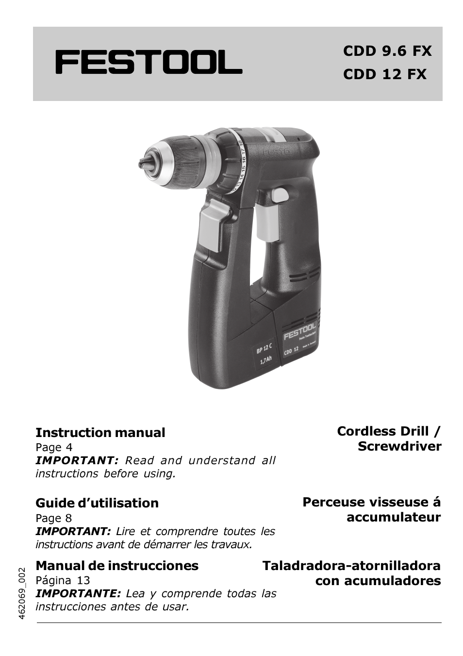 Festool CDD 12 fx User Manual | 18 pages