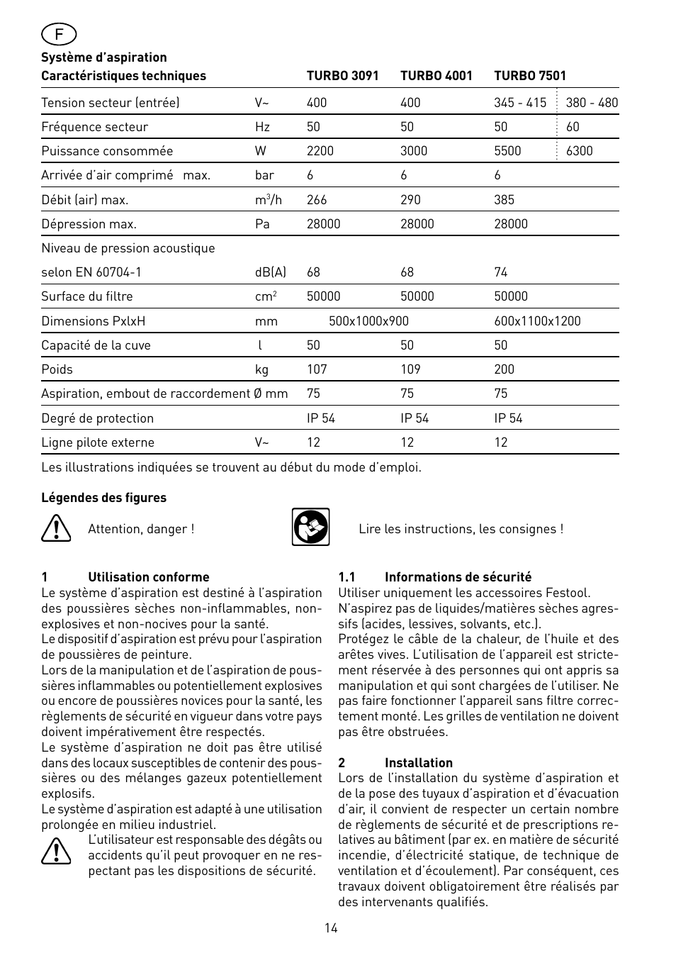 Festool TURBO 7501 User Manual | Page 14 / 54