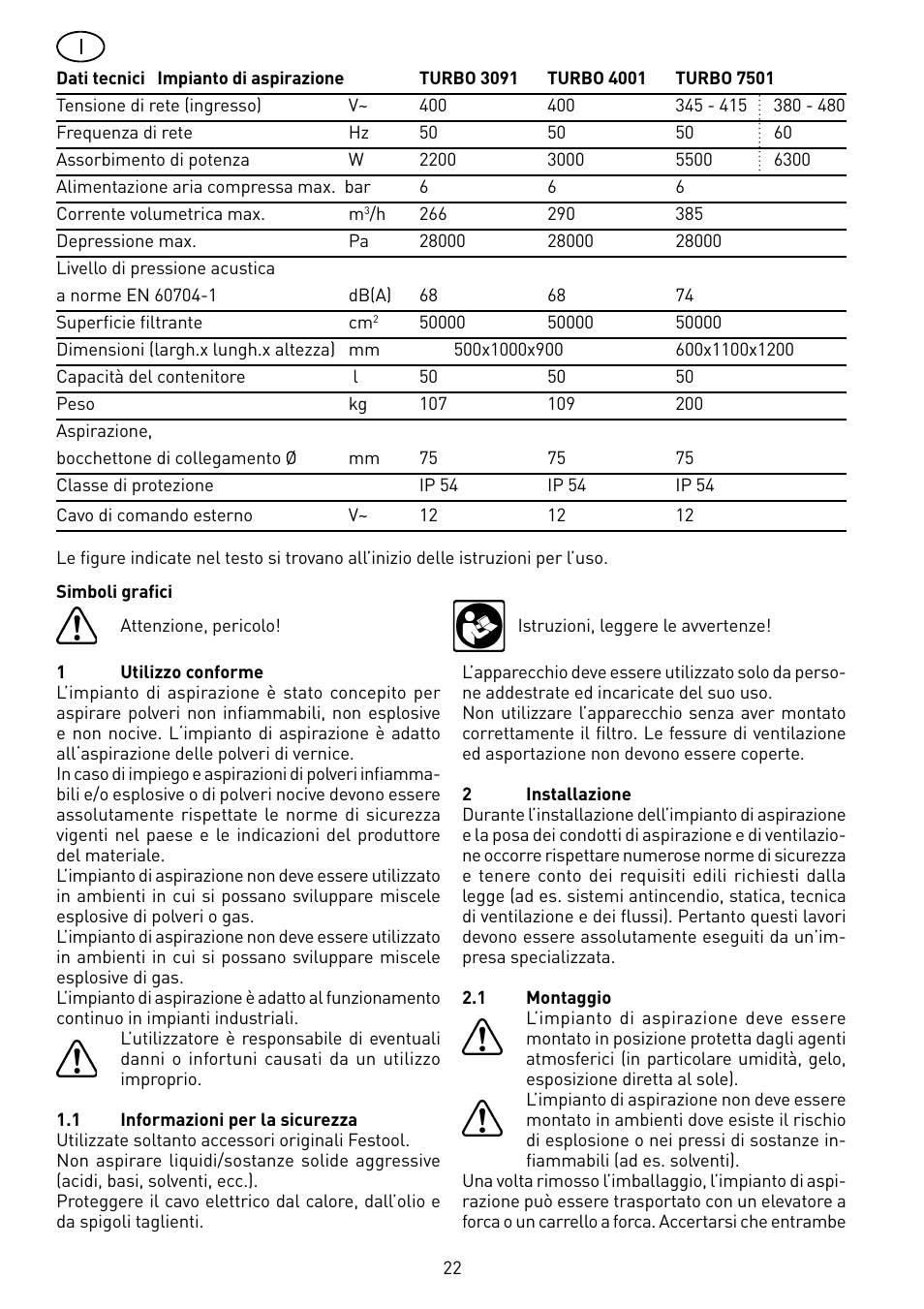 Festool TURBO 7501 User Manual | Page 22 / 54