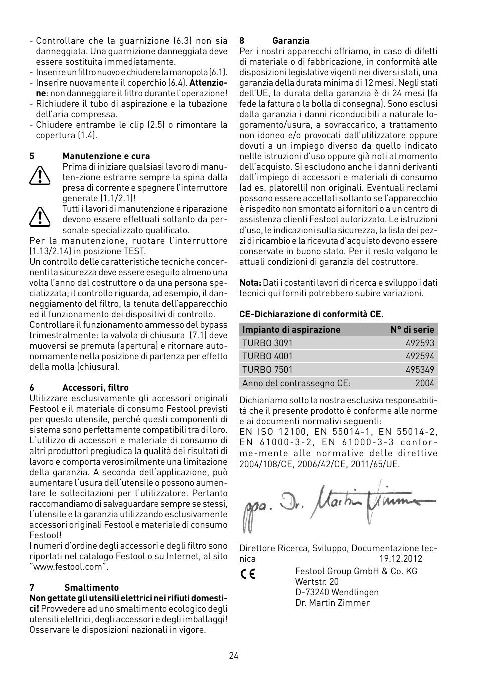 Festool TURBO 7501 User Manual | Page 24 / 54
