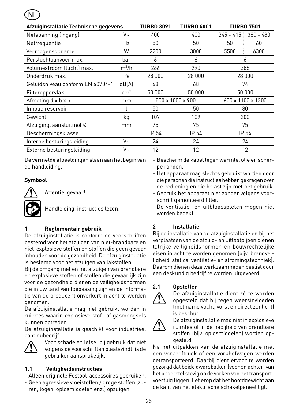 Festool TURBO 7501 User Manual | Page 25 / 54