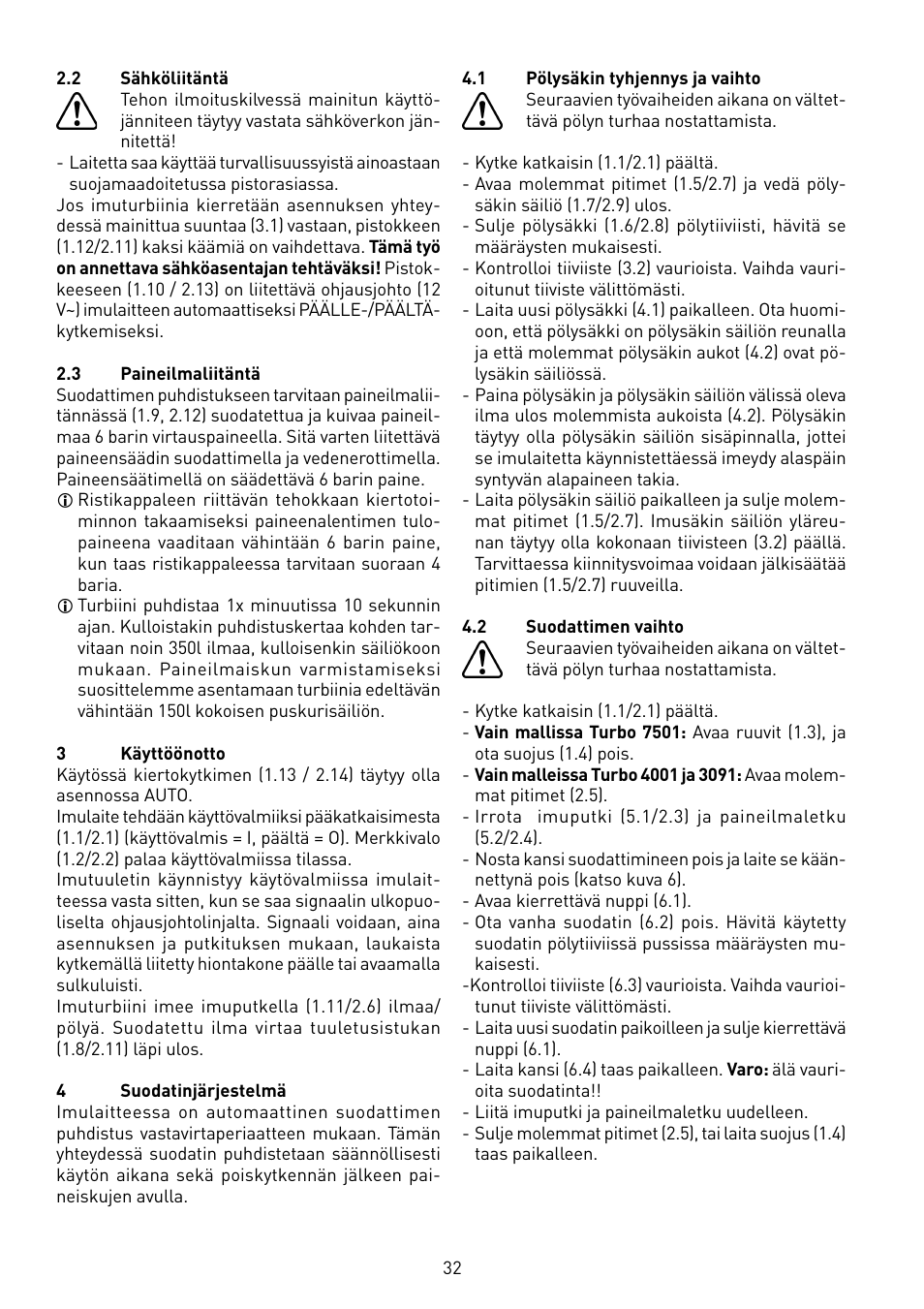 Festool TURBO 7501 User Manual | Page 32 / 54