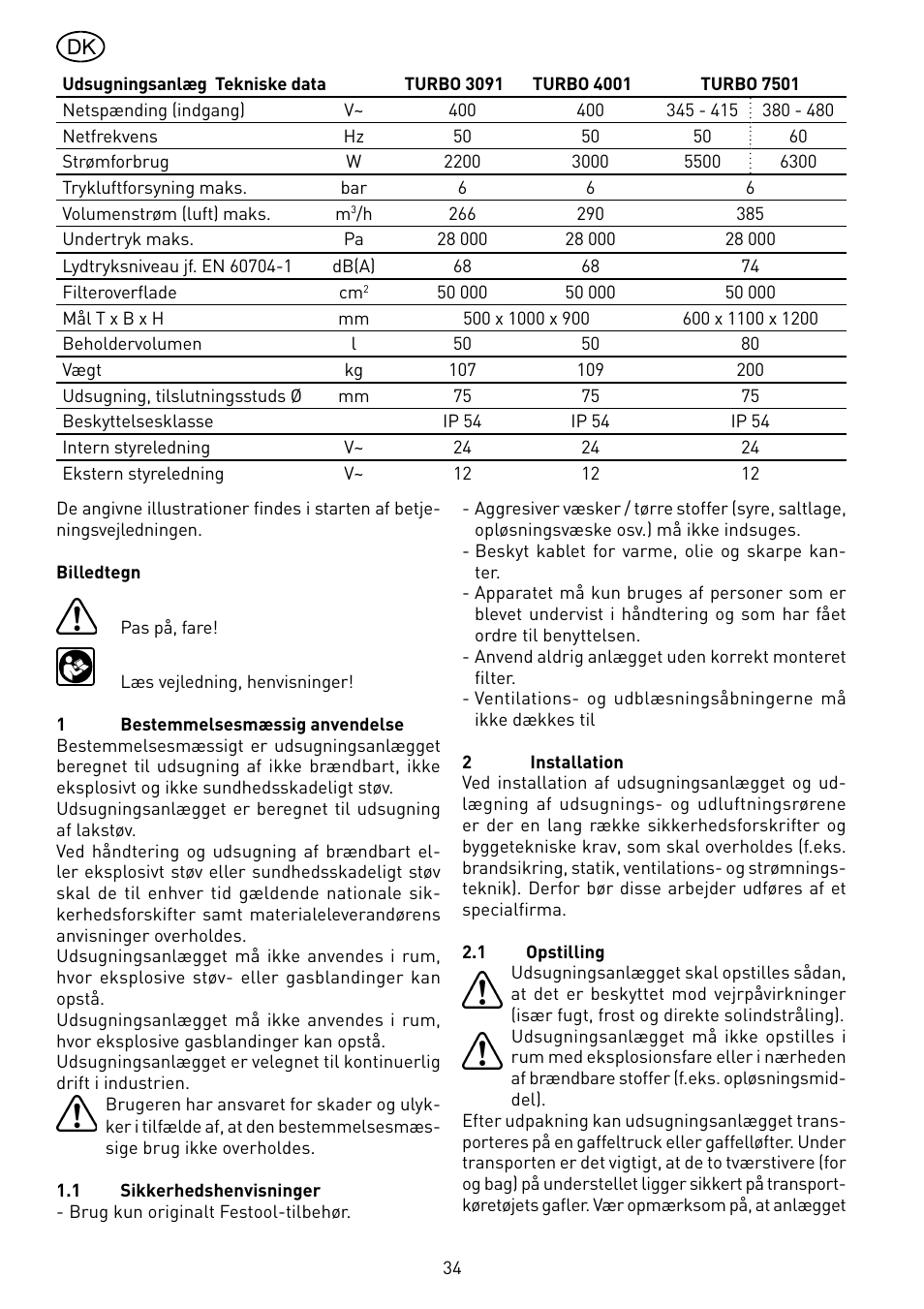 Festool TURBO 7501 User Manual | Page 34 / 54