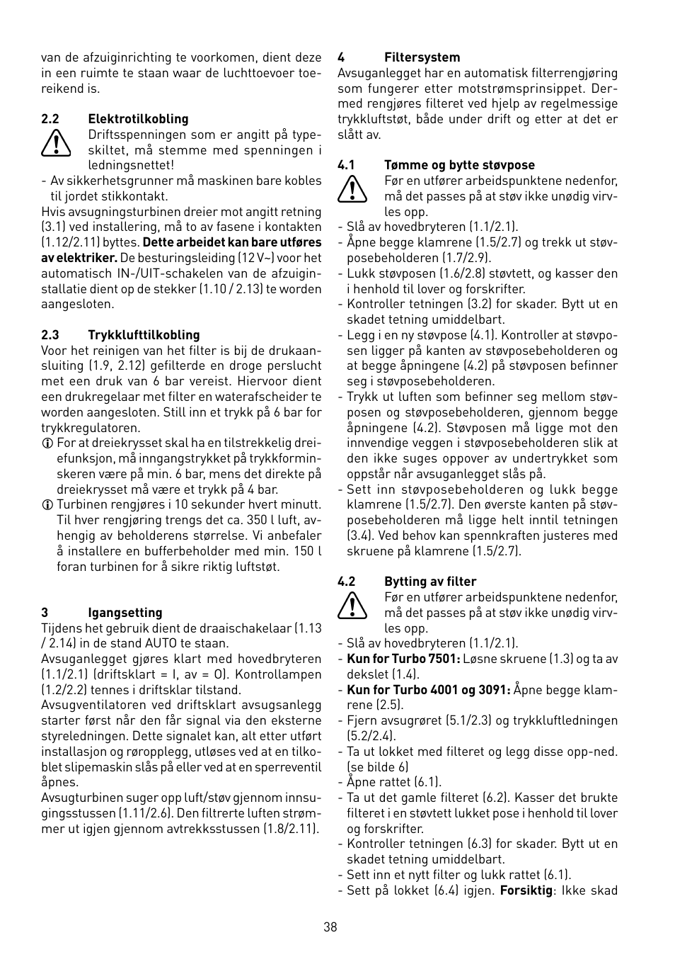 Festool TURBO 7501 User Manual | Page 38 / 54