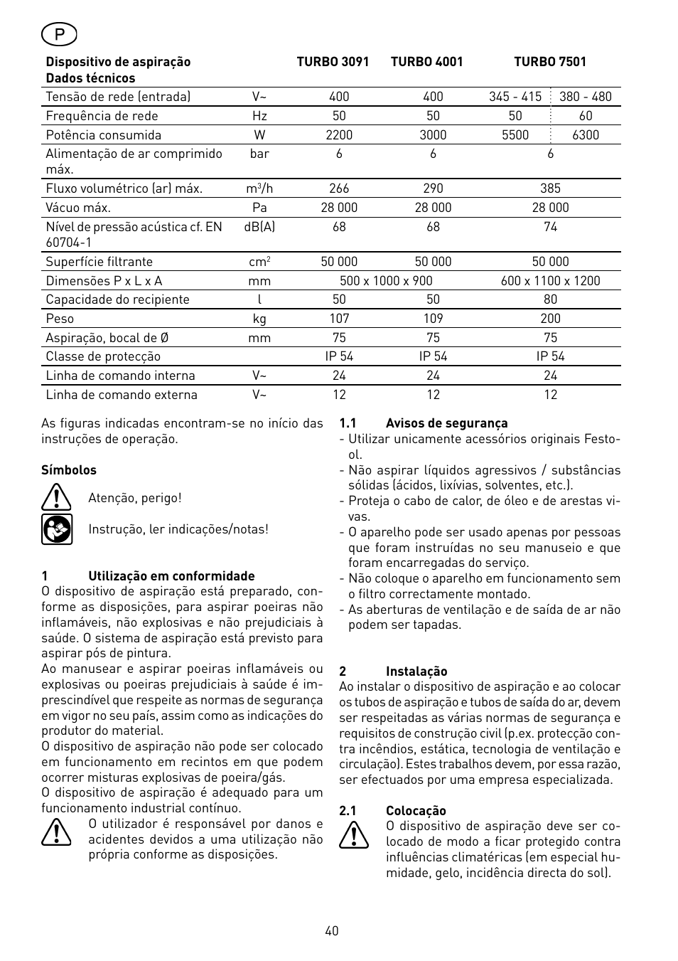Festool TURBO 7501 User Manual | Page 40 / 54