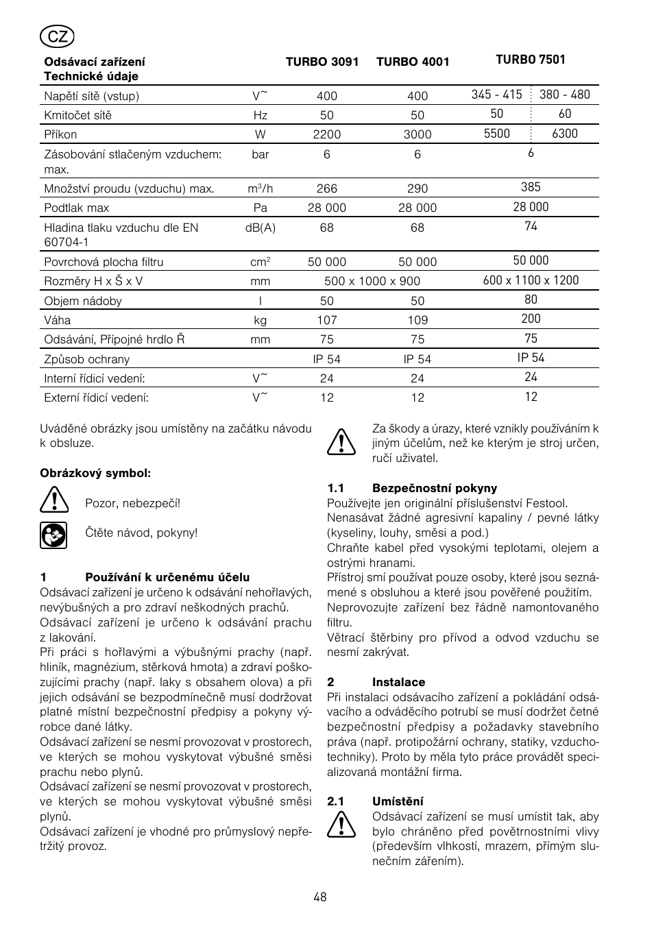 Festool TURBO 7501 User Manual | Page 48 / 54