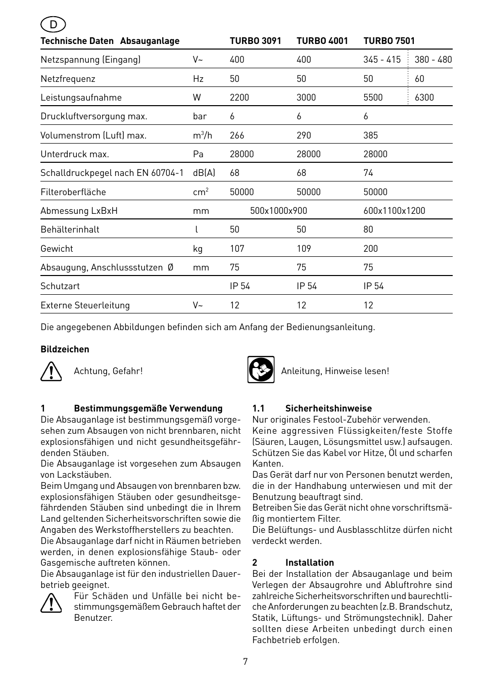 Festool TURBO 7501 User Manual | Page 7 / 54