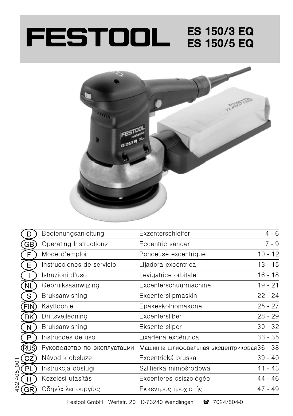 Festool ES 150-5 EQ User Manual | 50 pages