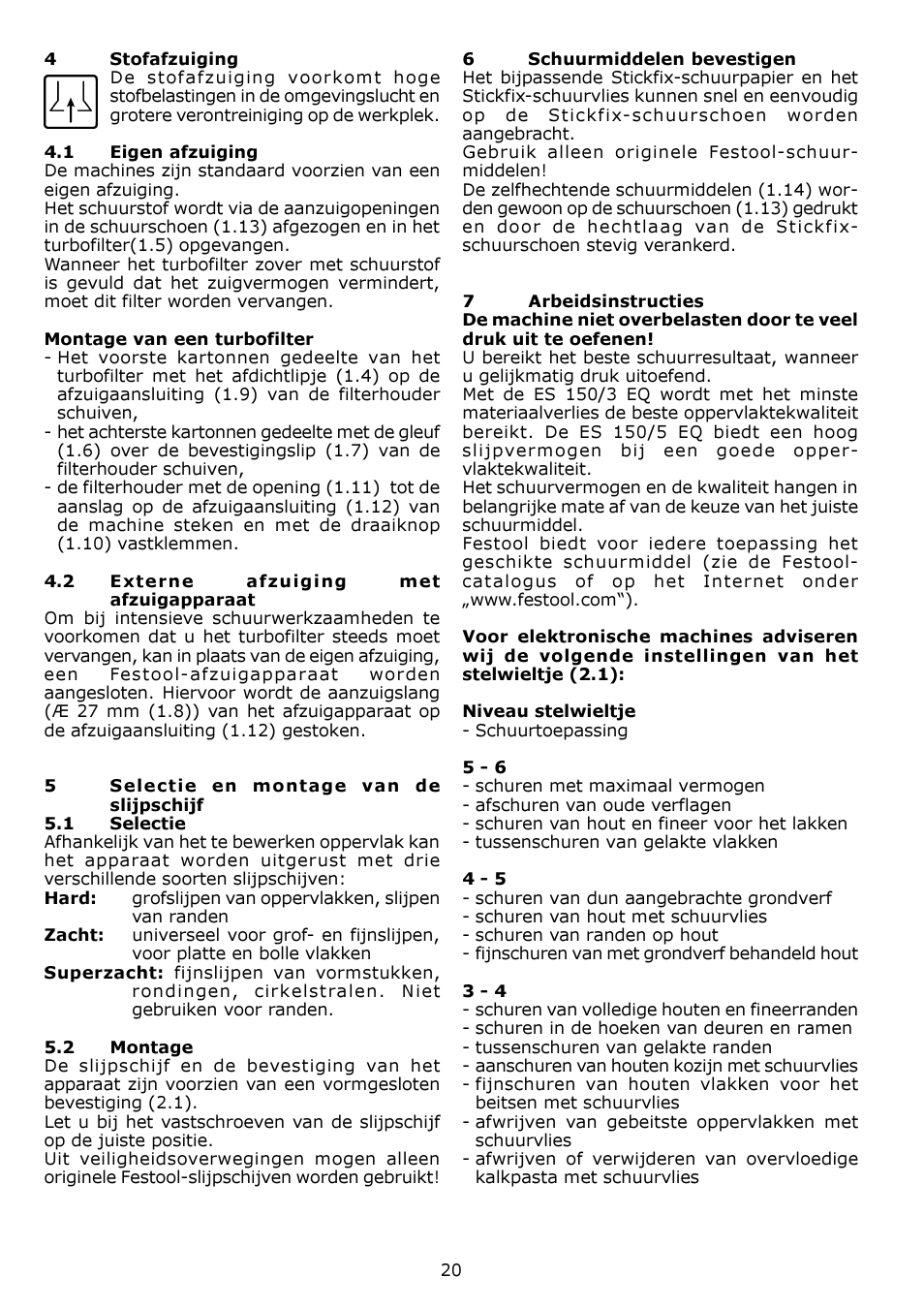 Festool ES 150-5 EQ User Manual | Page 20 / 50