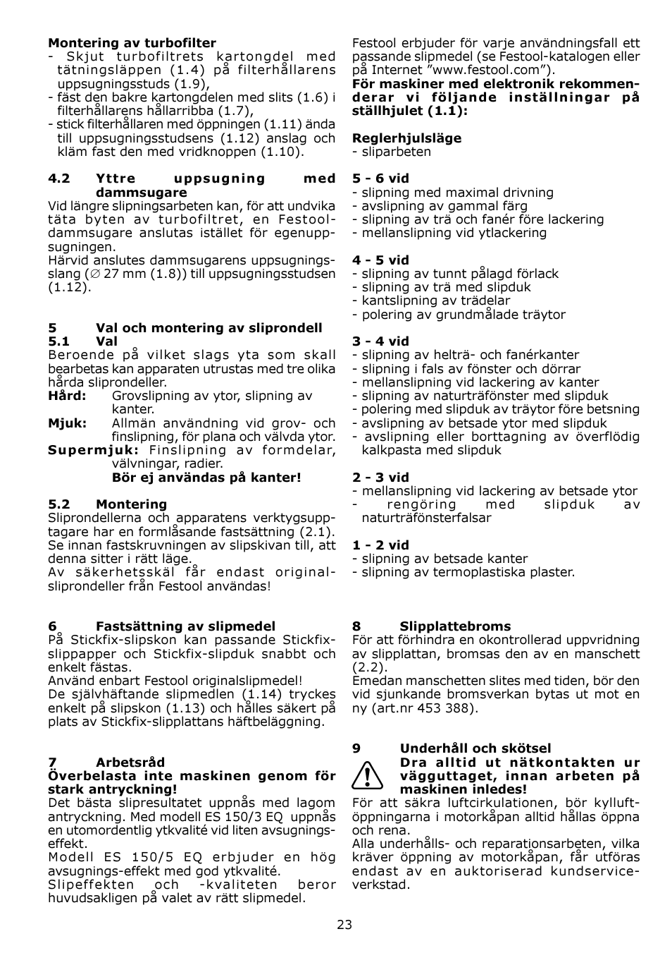 Festool ES 150-5 EQ User Manual | Page 23 / 50