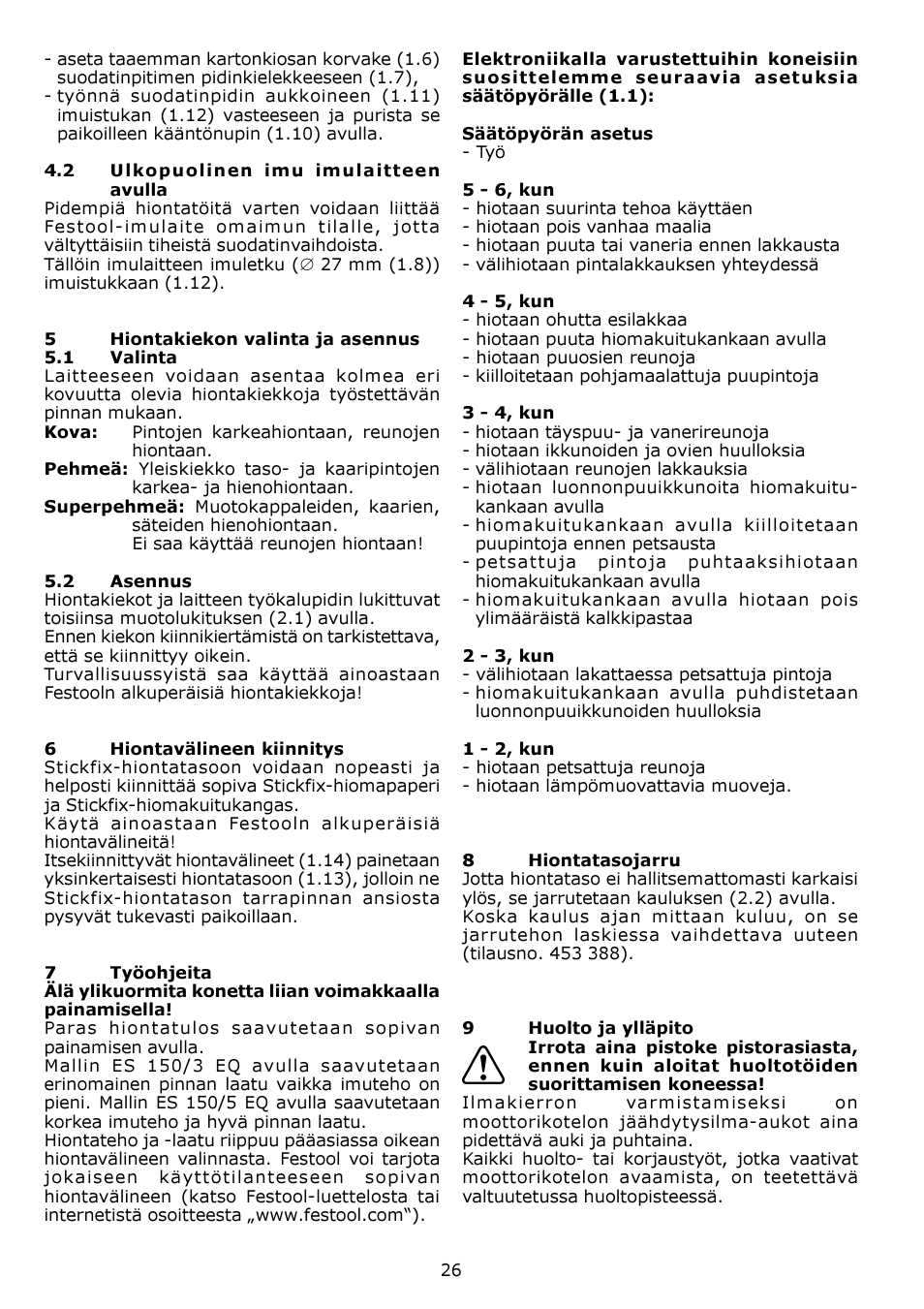 Festool ES 150-5 EQ User Manual | Page 26 / 50