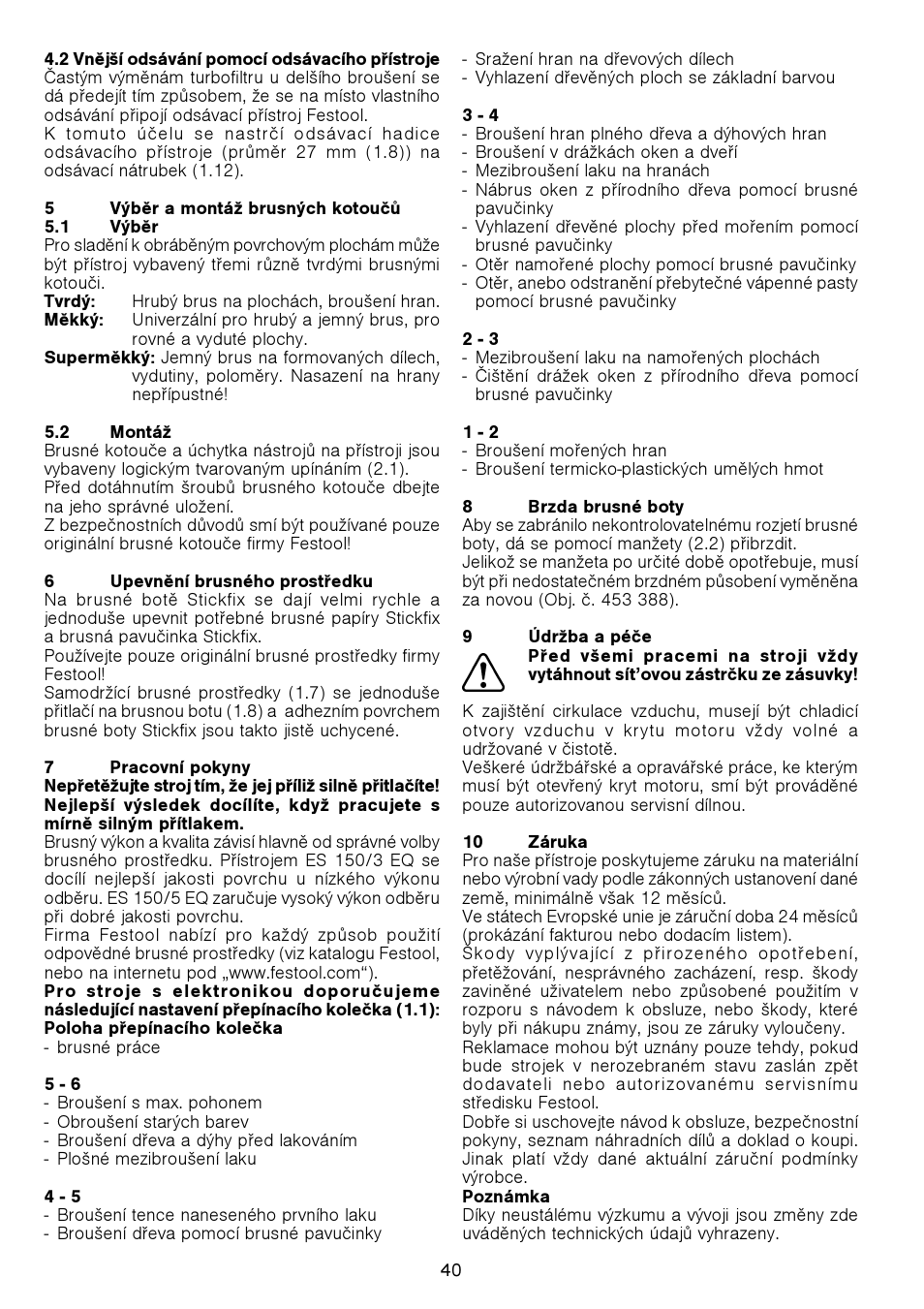 Festool ES 150-5 EQ User Manual | Page 40 / 50