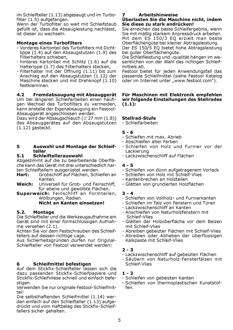 Festool ES 150-5 EQ User Manual | Page 5 / 50