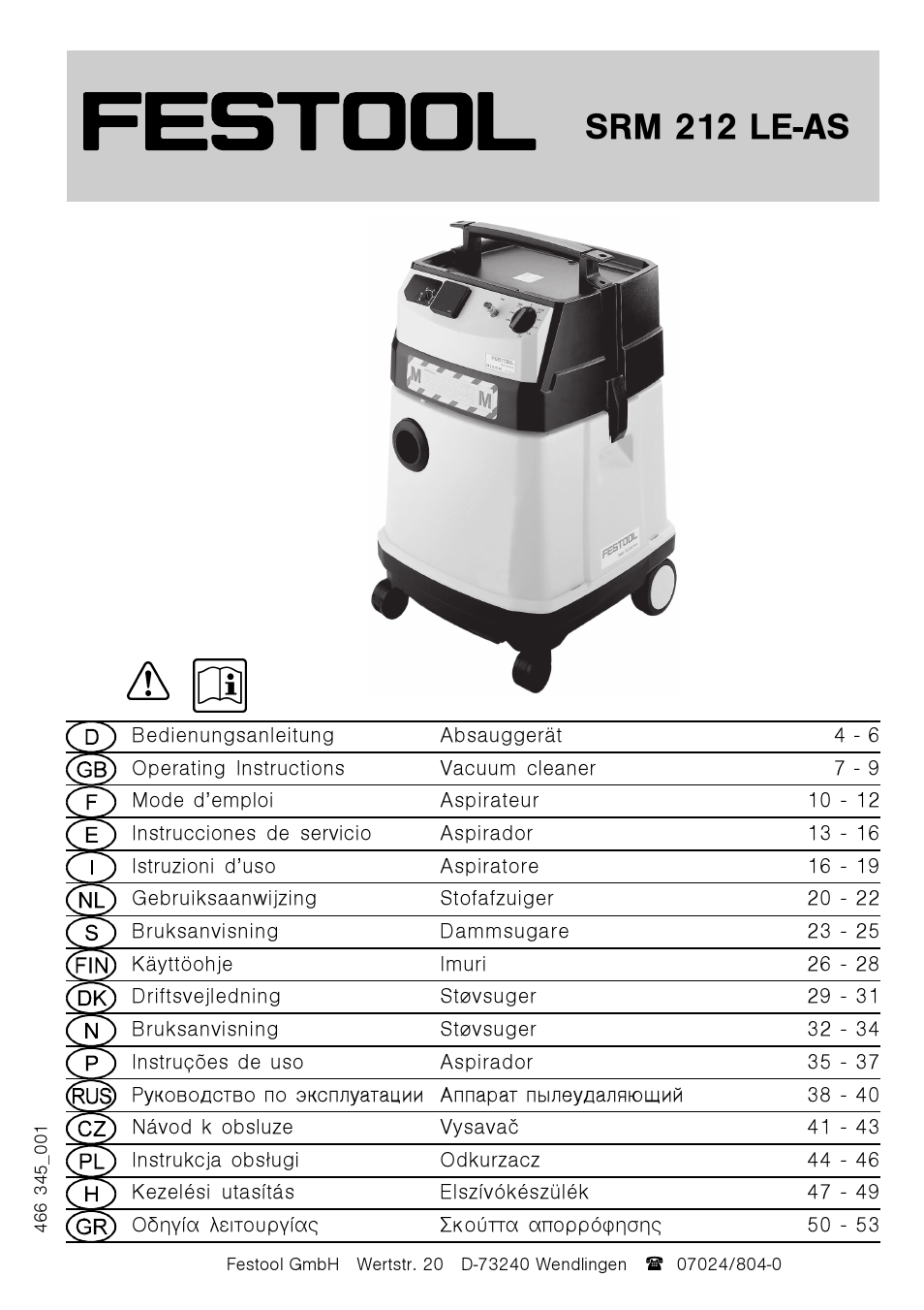 Festool SRM 212 LE-AS User Manual | 54 pages