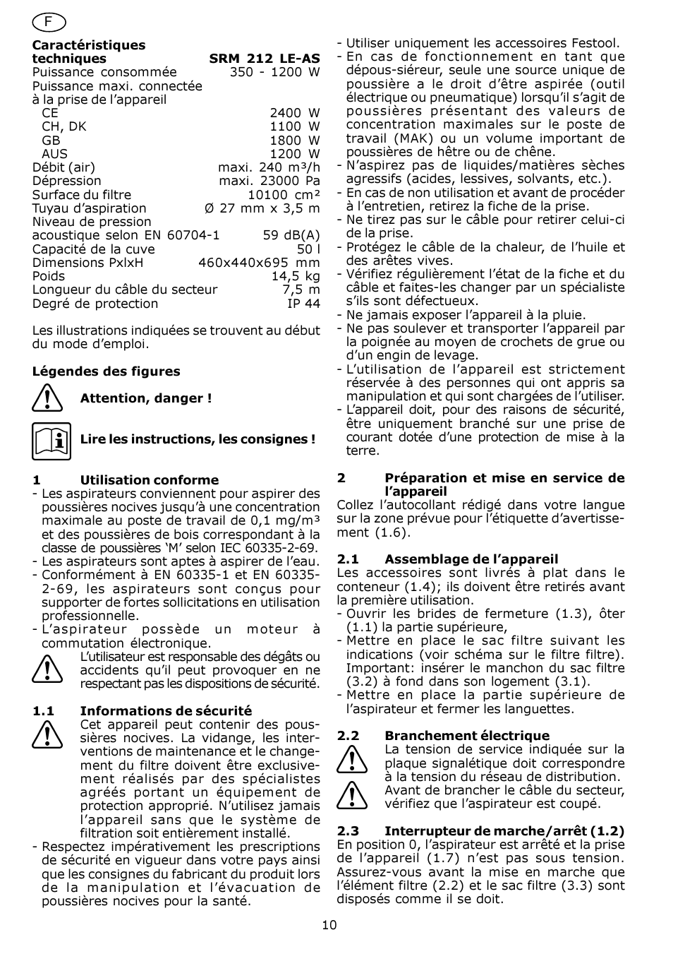 Festool SRM 212 LE-AS User Manual | Page 10 / 54