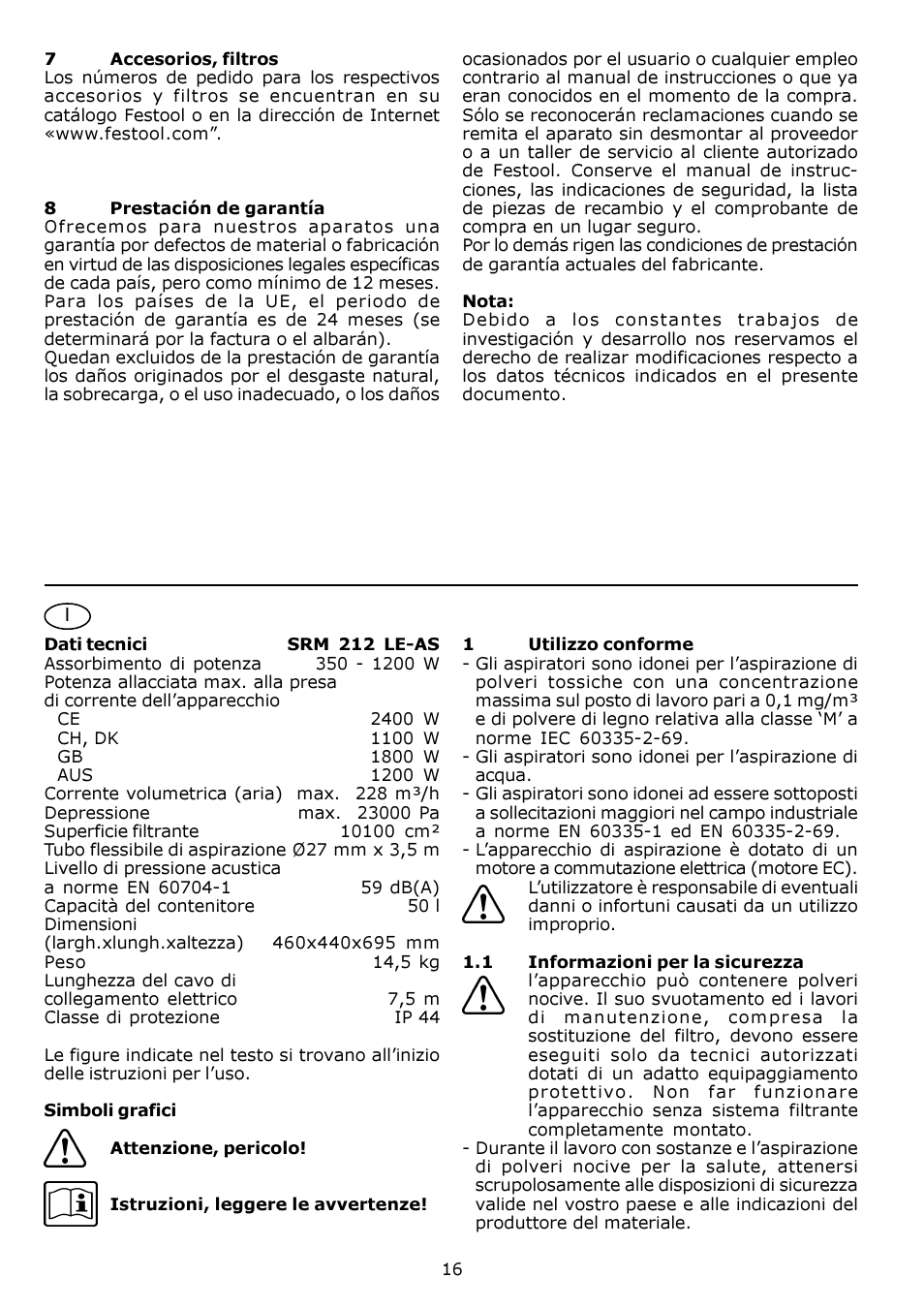Festool SRM 212 LE-AS User Manual | Page 16 / 54