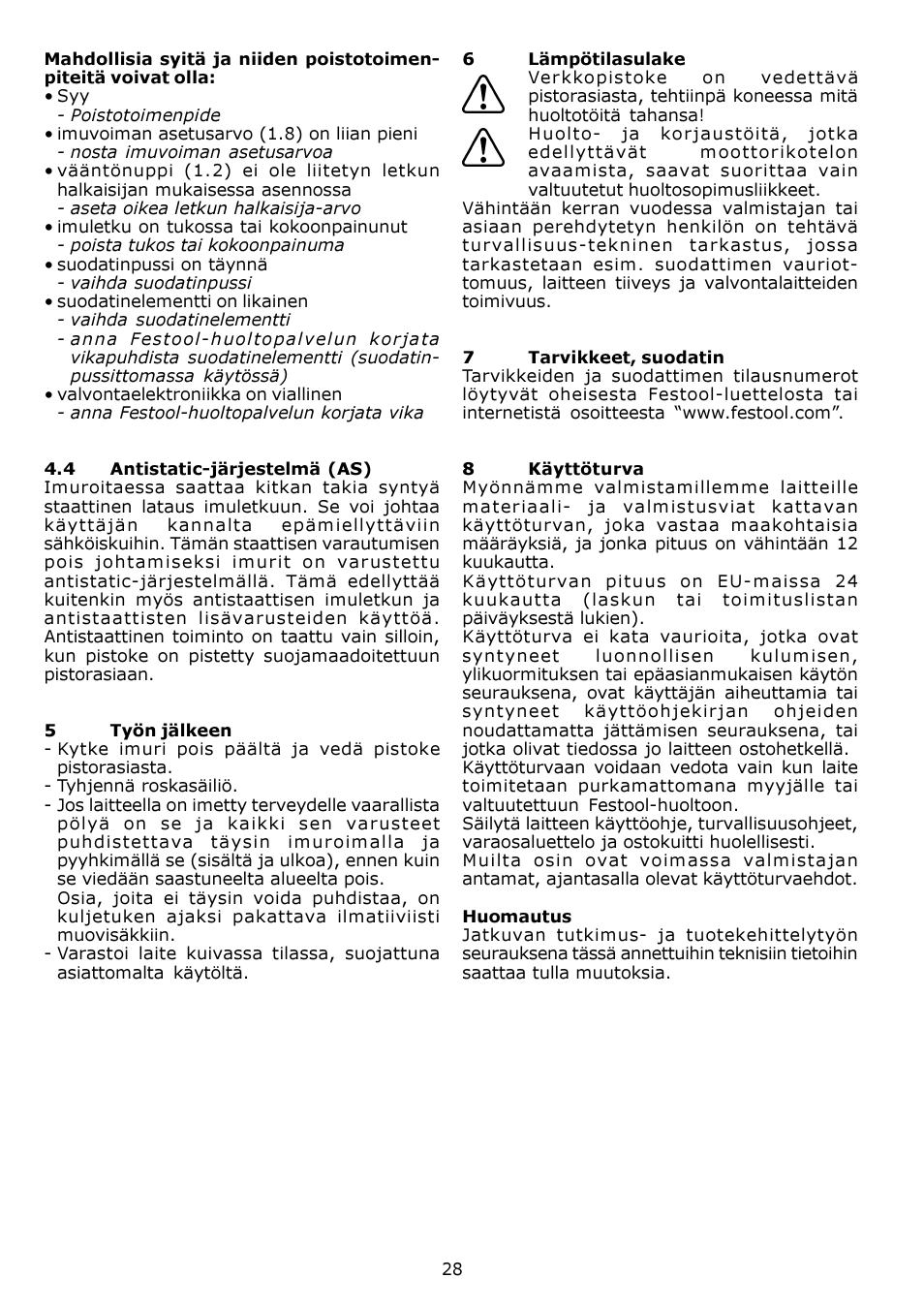 Festool SRM 212 LE-AS User Manual | Page 28 / 54