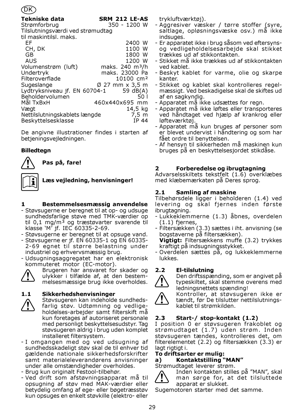 Festool SRM 212 LE-AS User Manual | Page 29 / 54