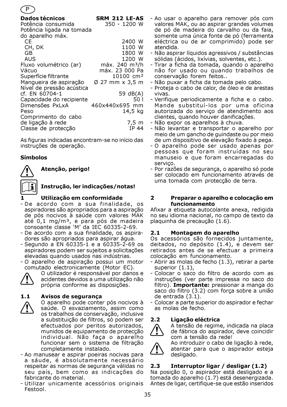 Festool SRM 212 LE-AS User Manual | Page 35 / 54