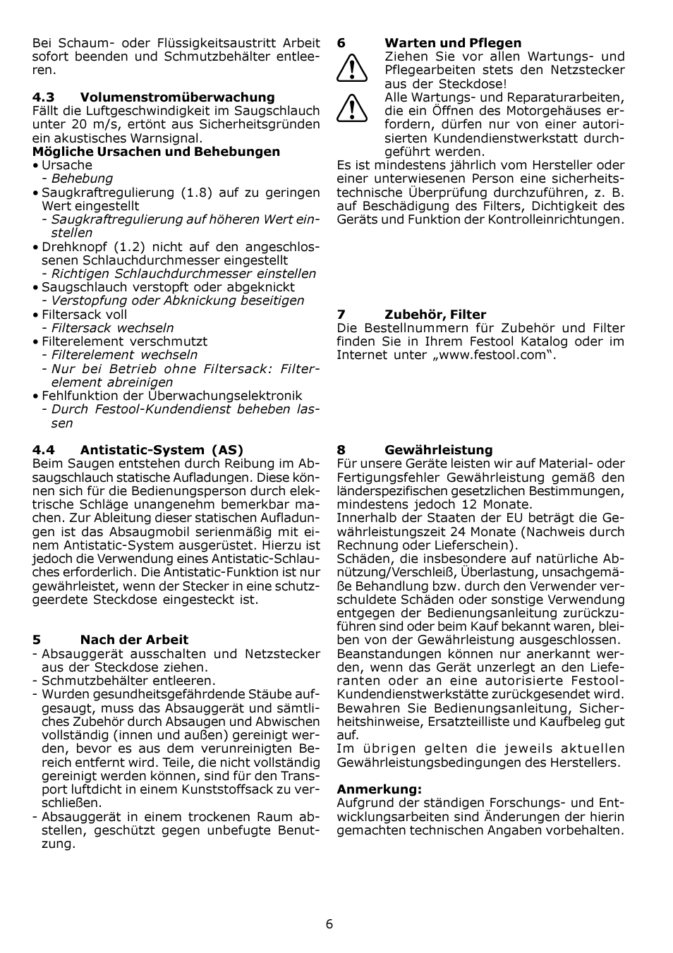 Festool SRM 212 LE-AS User Manual | Page 6 / 54