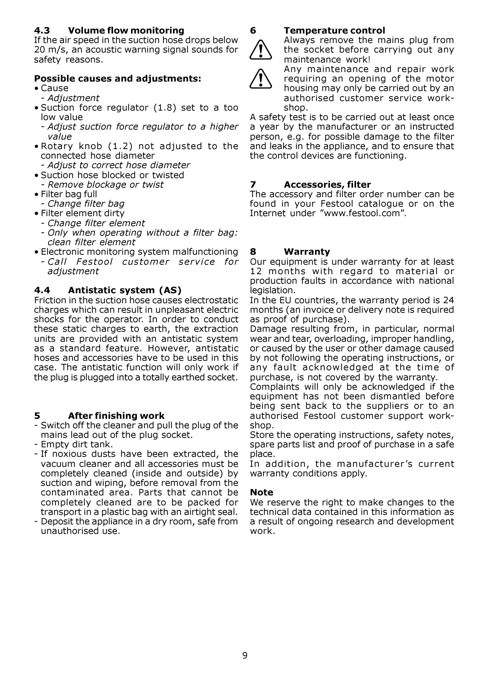 Festool SRM 212 LE-AS User Manual | Page 9 / 54