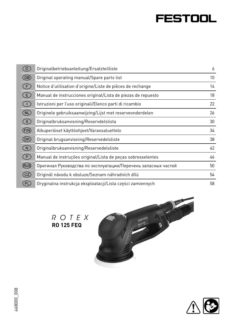 Festool RO 125 DX FEQ User Manual | 62 pages