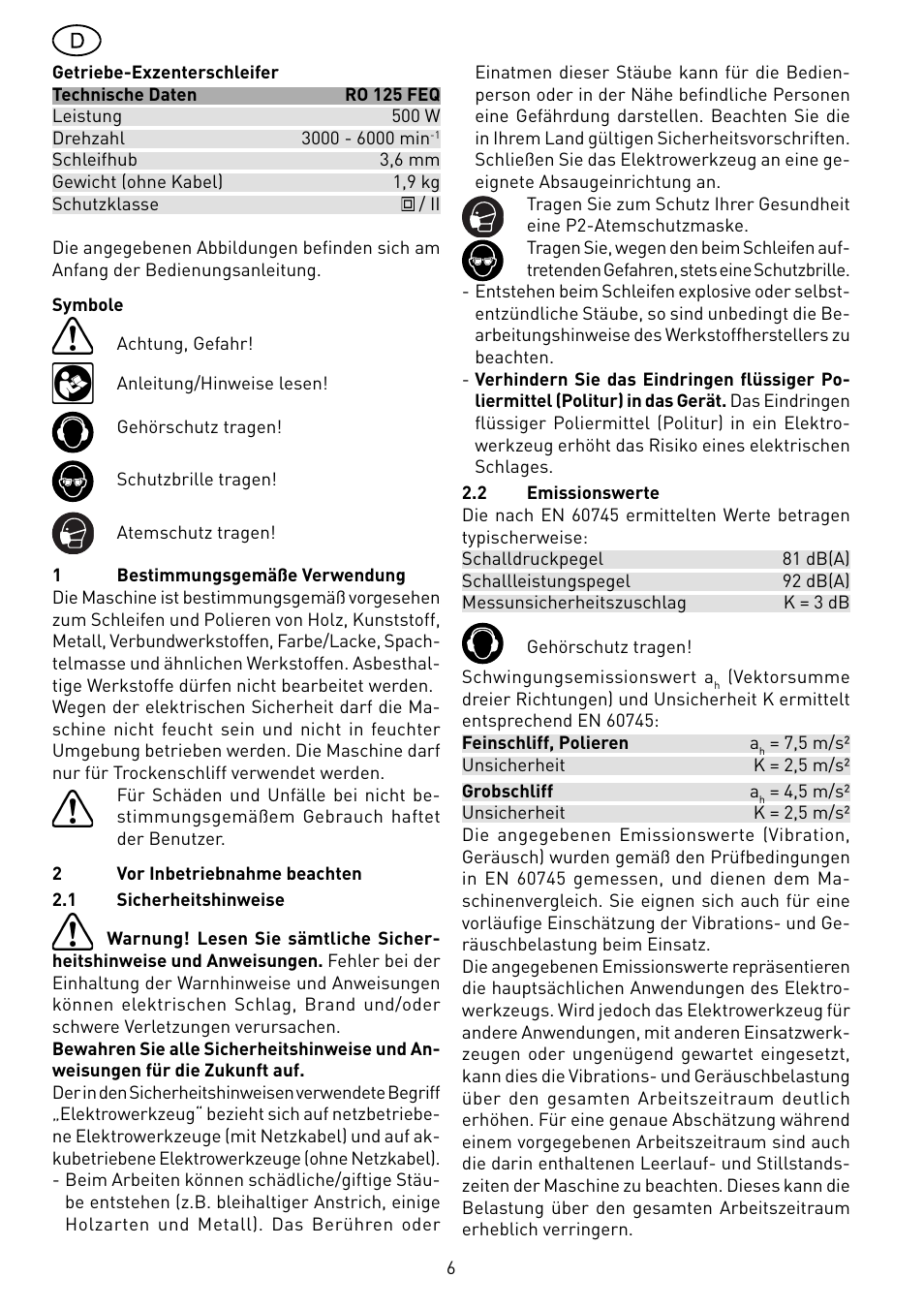 Festool RO 125 DX FEQ User Manual | Page 6 / 62