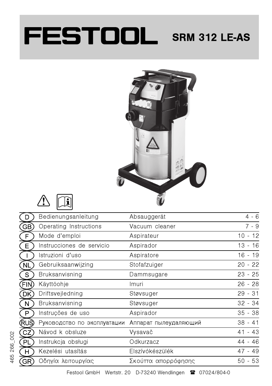 Festool SRM 312 LE-AS User Manual | 54 pages