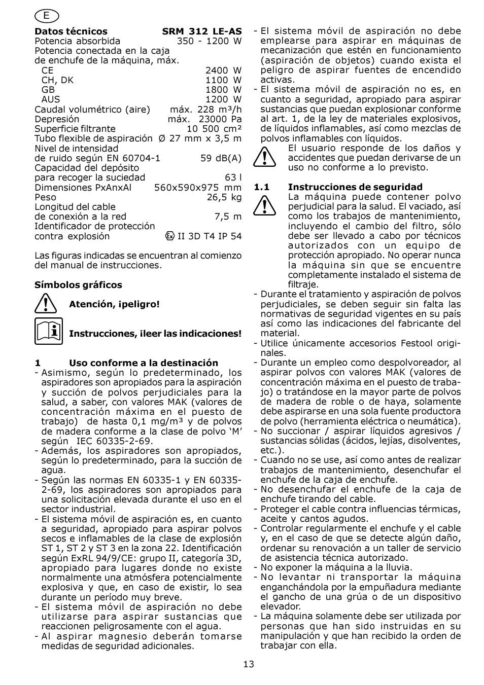 Festool SRM 312 LE-AS User Manual | Page 13 / 54