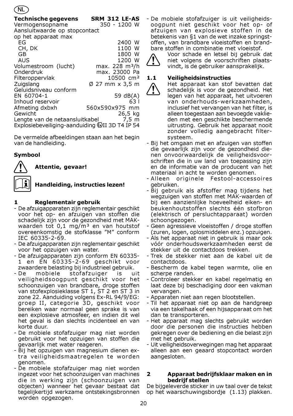 Festool SRM 312 LE-AS User Manual | Page 20 / 54
