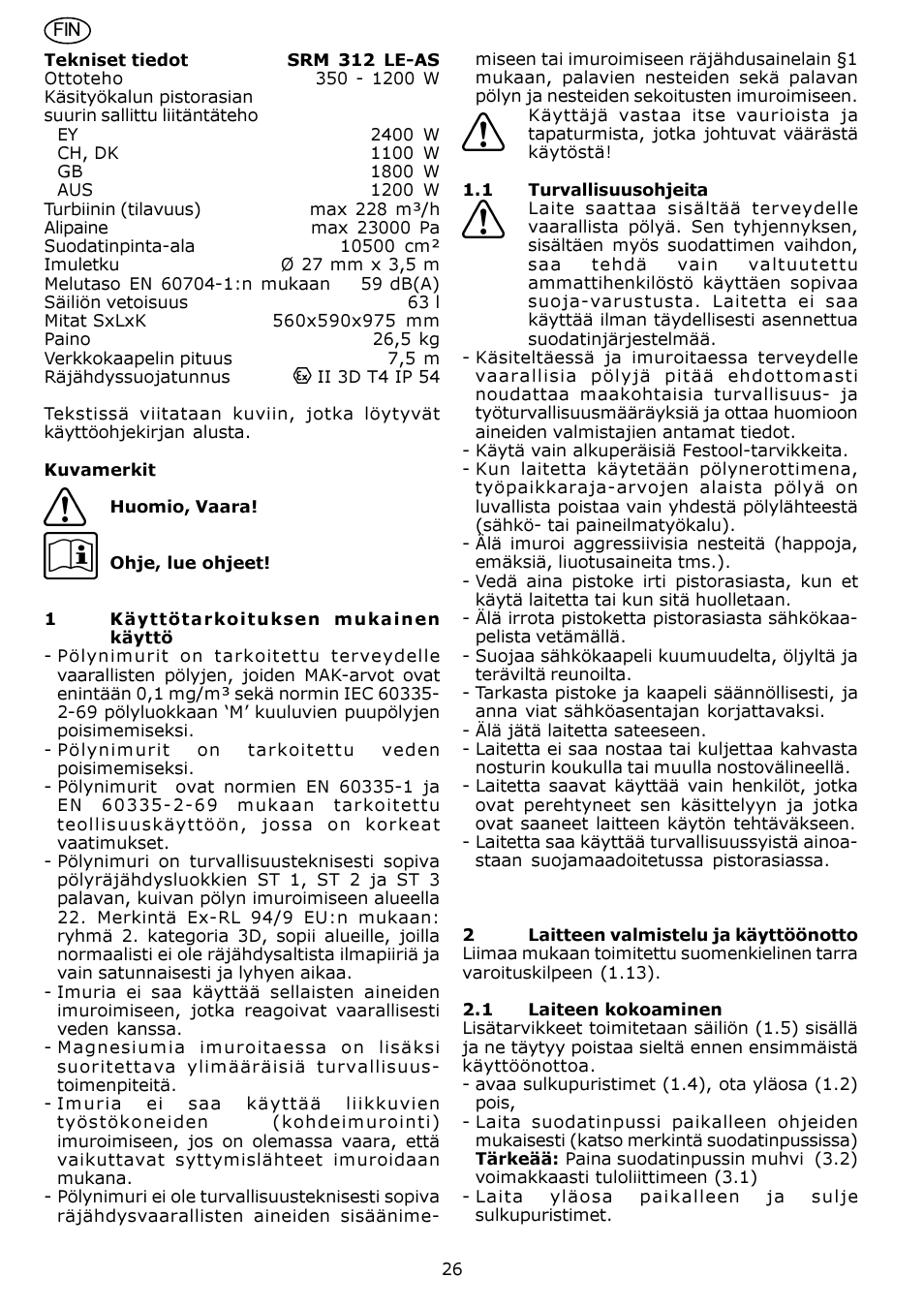 Festool SRM 312 LE-AS User Manual | Page 26 / 54