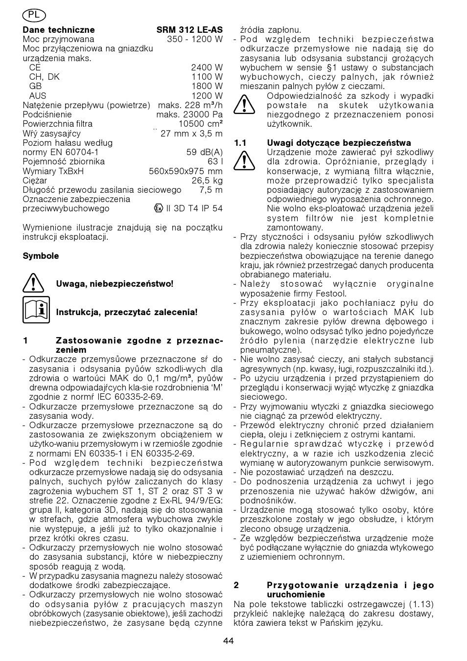 Festool SRM 312 LE-AS User Manual | Page 44 / 54