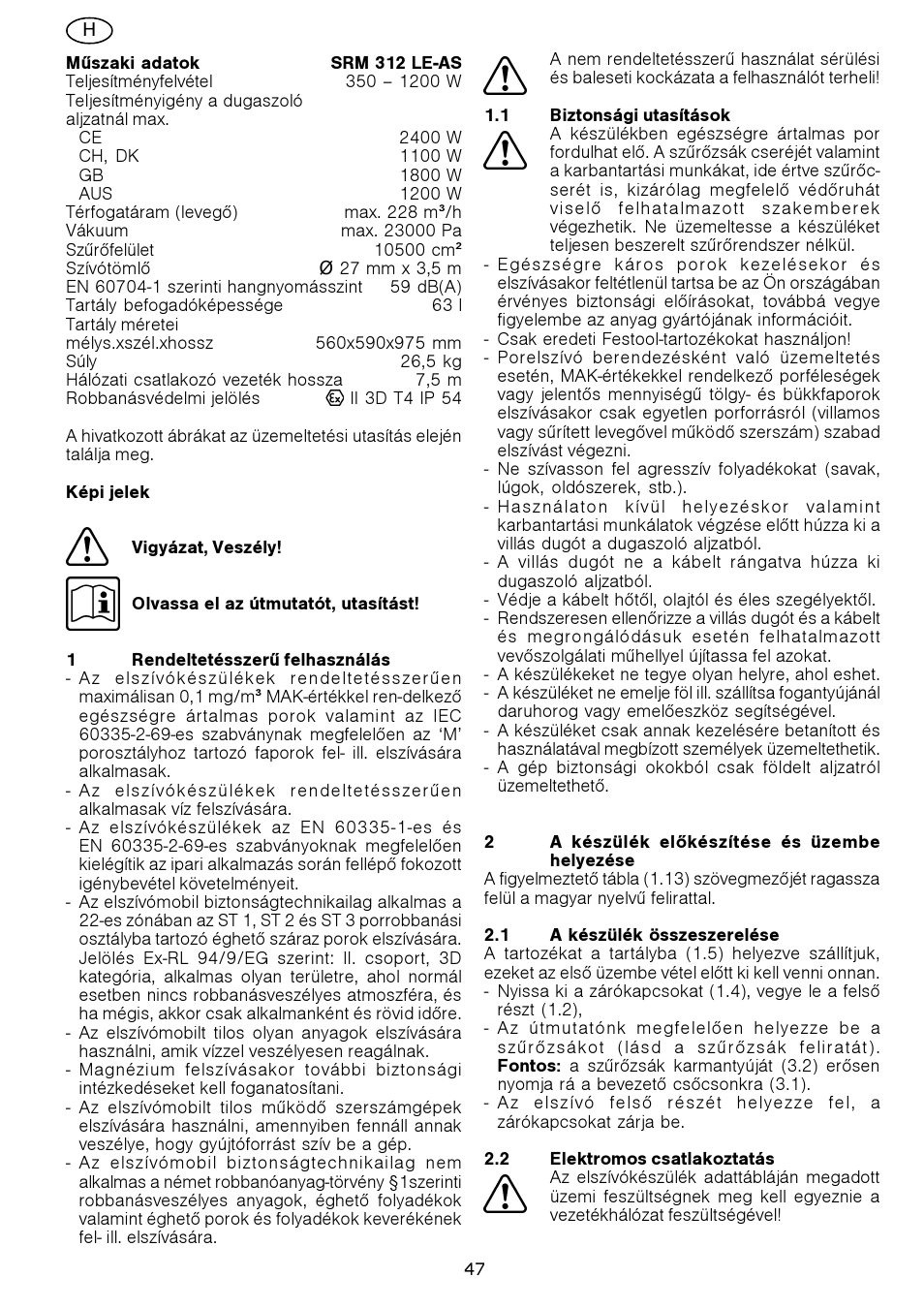 Festool SRM 312 LE-AS User Manual | Page 47 / 54