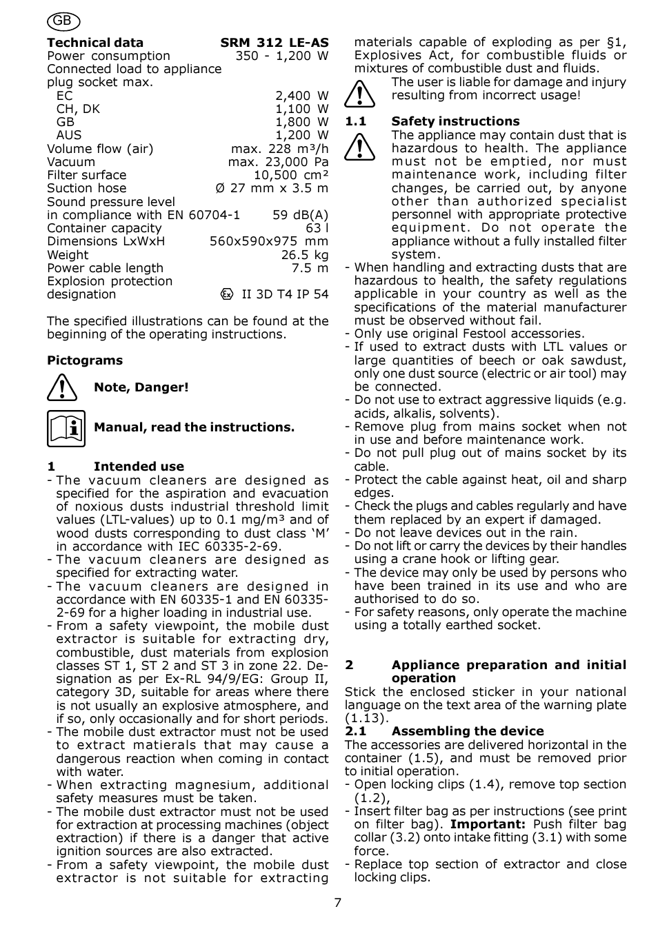 Festool SRM 312 LE-AS User Manual | Page 7 / 54